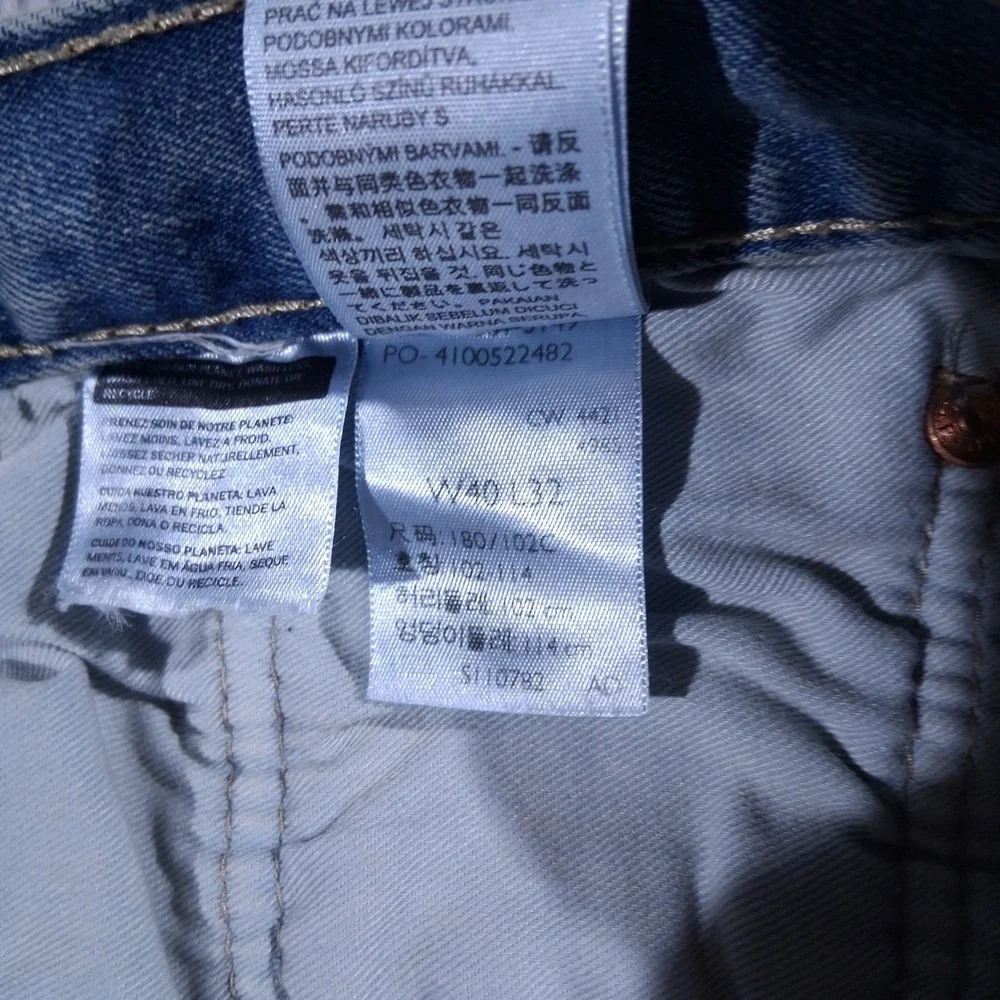 Levis 501 Org Mens Light Wash Button Fly Straight Leg Jeans 40x32 (Fits 40x30)